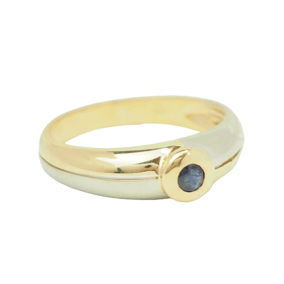 Bague Solitaire en or blanc, or jaune et saphir - Castafiore