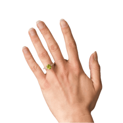 Bague Solitaire en or blanc, péridot et diamants - Castafiore