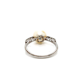 Bague Solitaire en or blanc, perle et diamants - Castafiore
