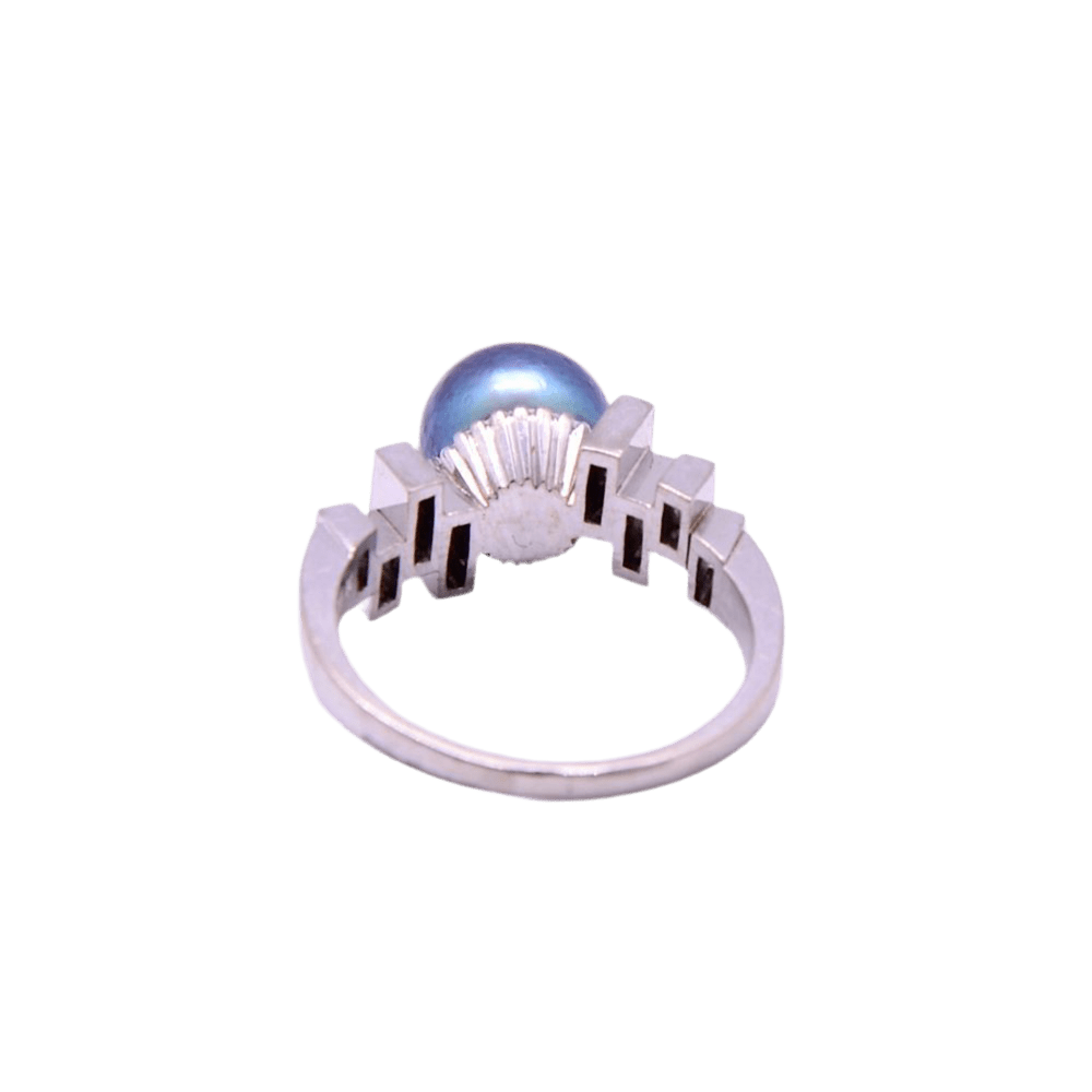 Bague Solitaire en or blanc, perle et diamants - Castafiore