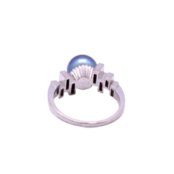 Bague Solitaire en or blanc, perle et diamants - Castafiore