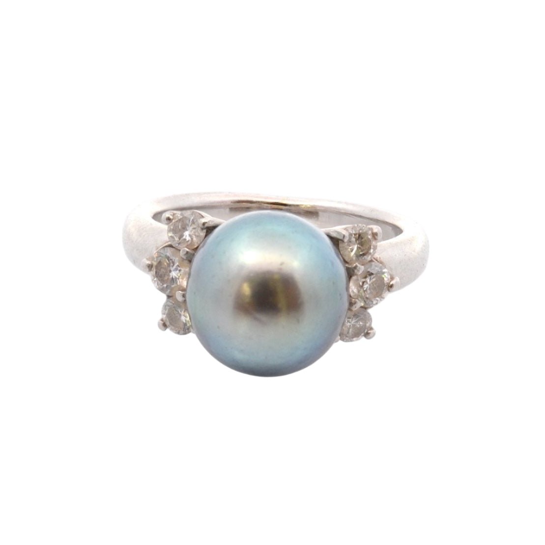 Bague Solitaire en or blanc, perle, et diamants - Castafiore