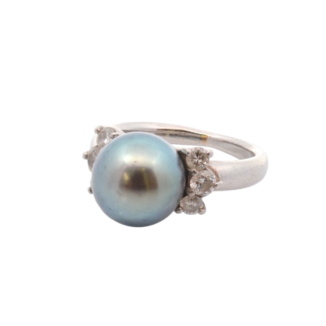 Bague Solitaire en or blanc, perle, et diamants - Castafiore
