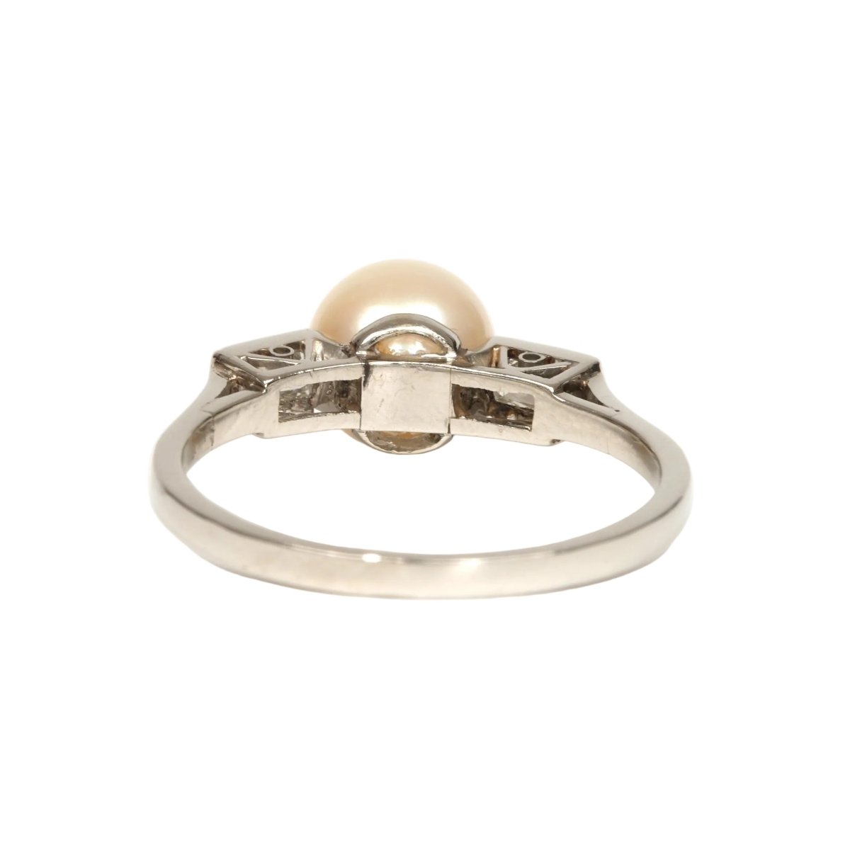 Bague Solitaire en or blanc, perle et diamants - Castafiore