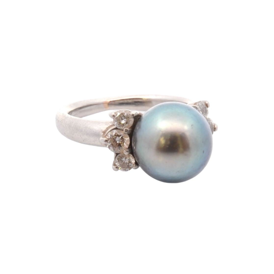 Bague Solitaire en or blanc, perle, et diamants - Castafiore