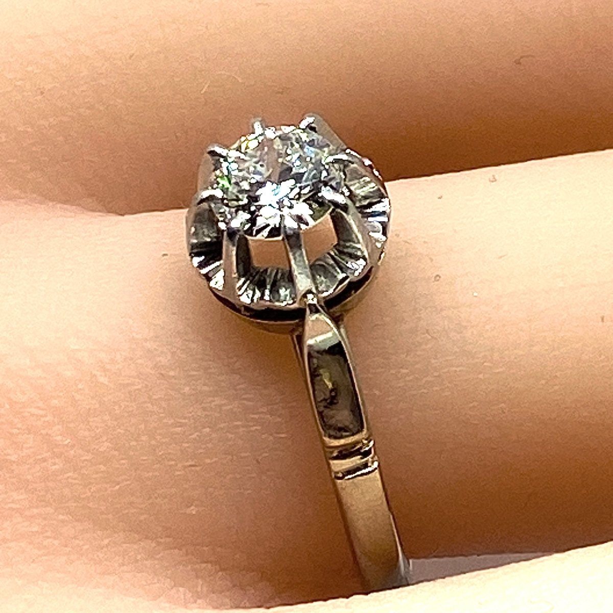 Bague Solitaire en or blanc, platine et diamant - Castafiore