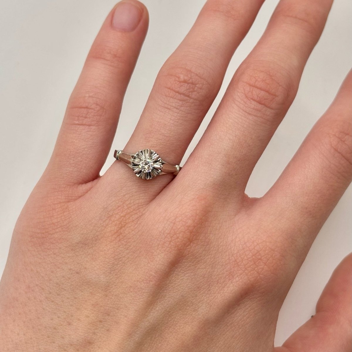 Bague Solitaire en or blanc, platine et diamant - Castafiore