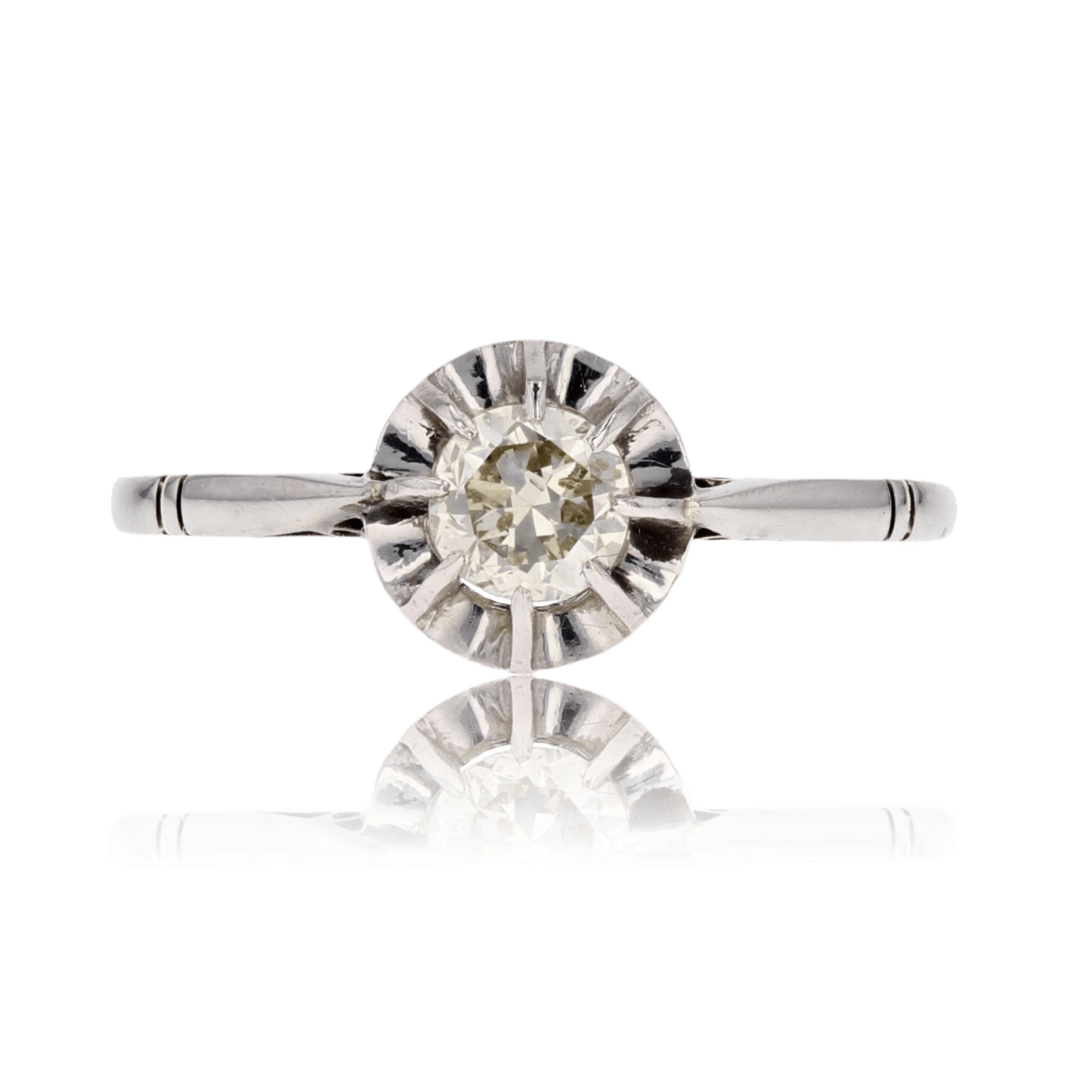 Bague Solitaire en or blanc, platine et diamant - Castafiore