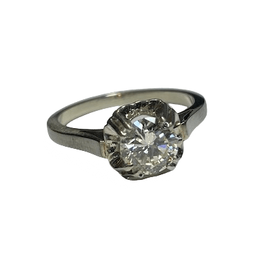 Bague Solitaire en or blanc, platine et diamant - Castafiore