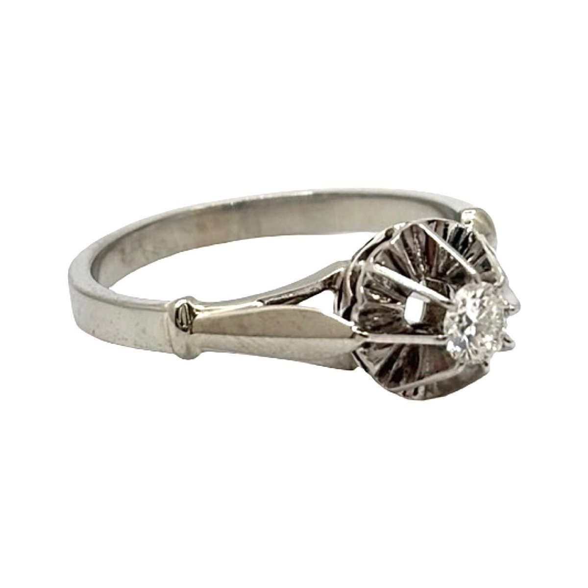 Bague Solitaire en or blanc, platine et diamant - Castafiore