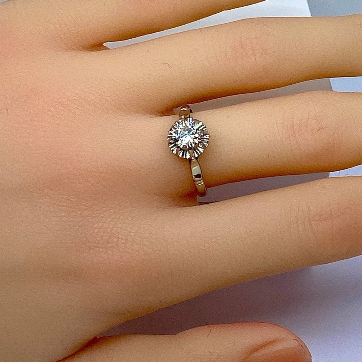 Bague Solitaire en or blanc, platine et diamant - Castafiore