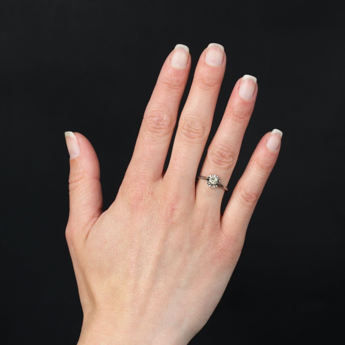 Bague Solitaire en or blanc, platine et diamant - Castafiore