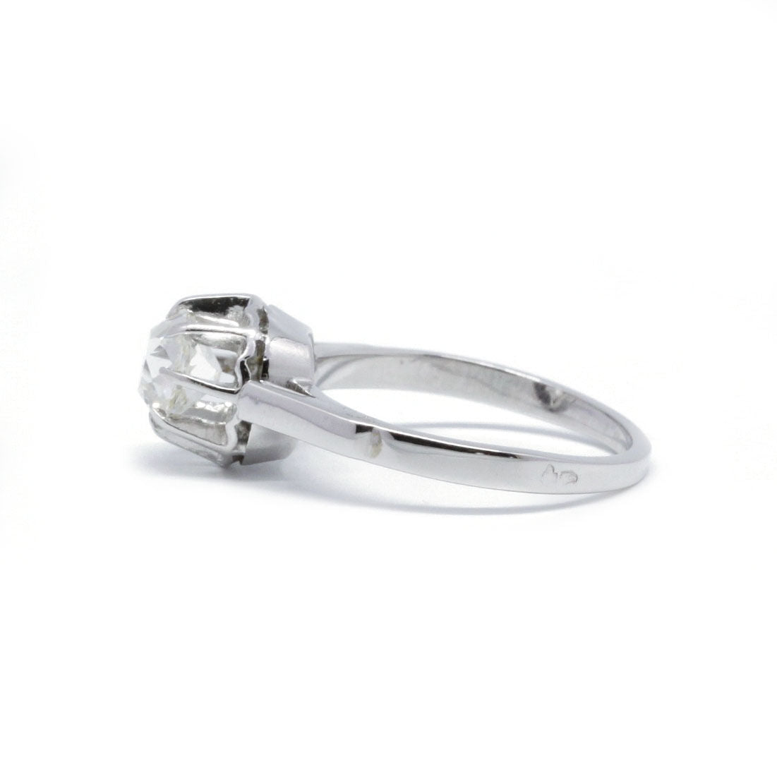 Bague solitaire en or blanc, platine et diamant - Castafiore