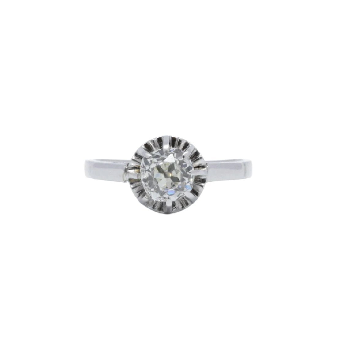 Bague solitaire en or blanc, platine et diamant - Castafiore