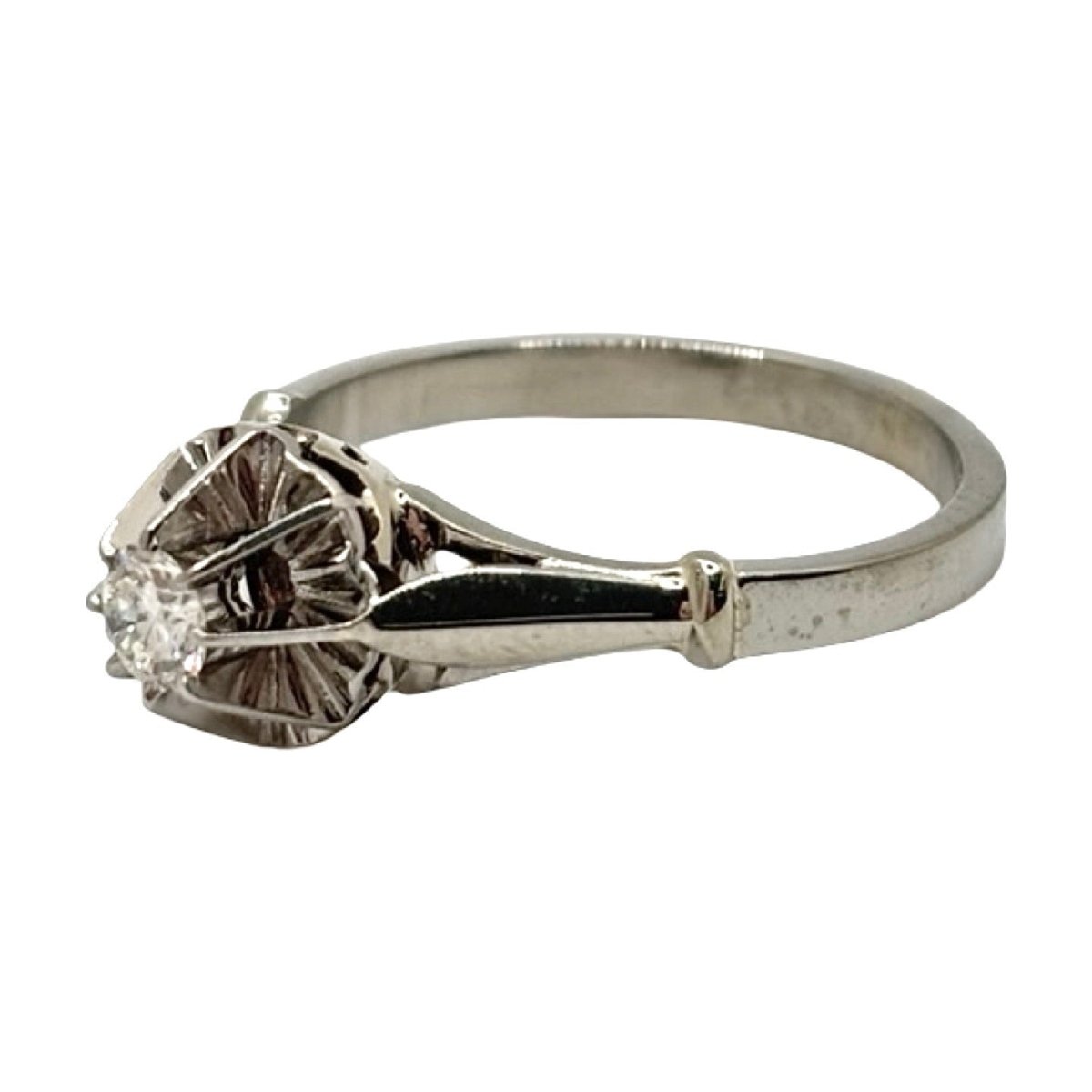 Bague Solitaire en or blanc, platine et diamant - Castafiore