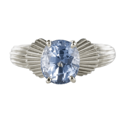 Bague Solitaire en or blanc, platine et saphir - Castafiore