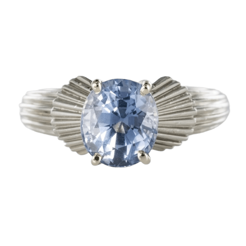 Bague Solitaire en or blanc, platine et saphir - Castafiore