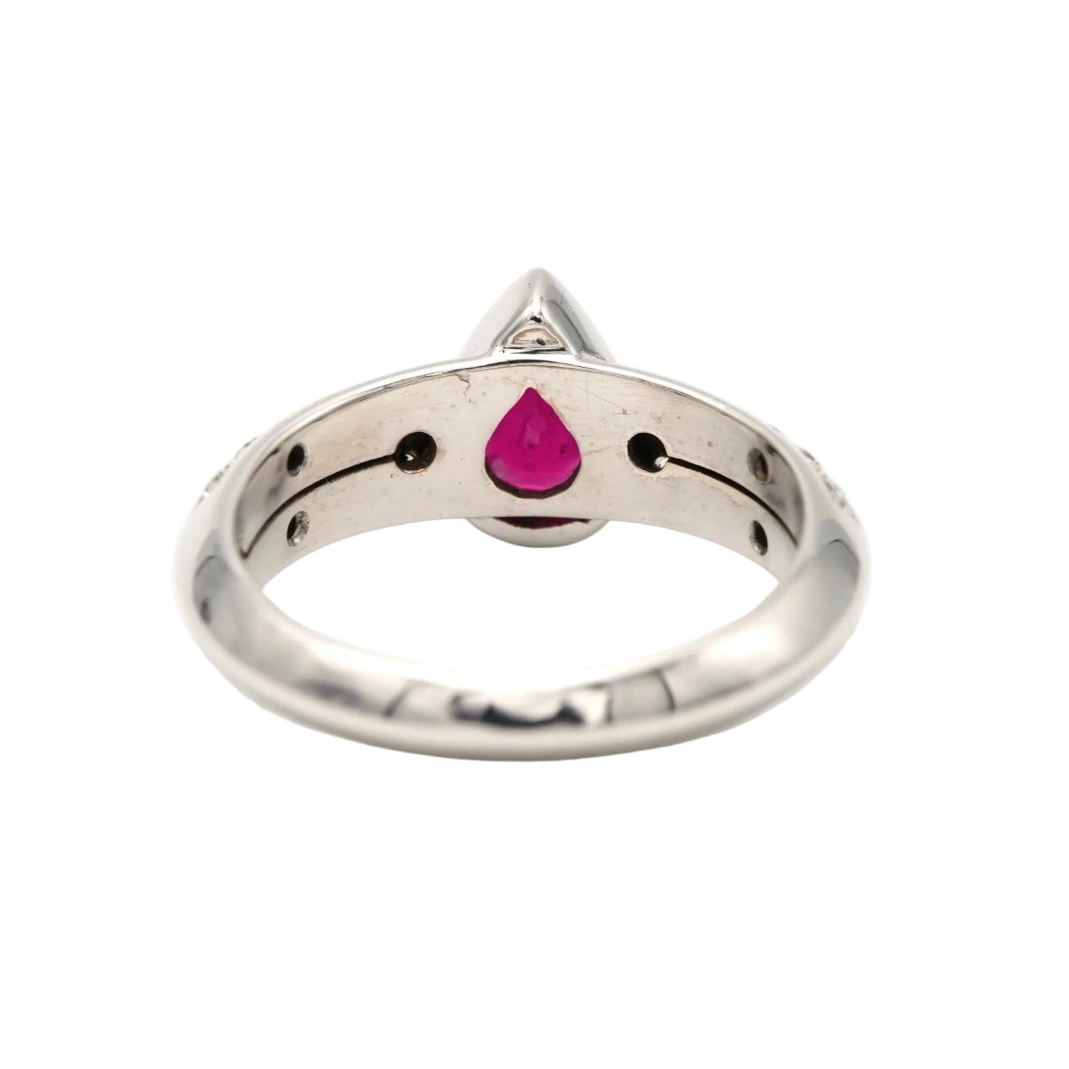 Bague Solitaire en or blanc, rubis et diamants - Castafiore