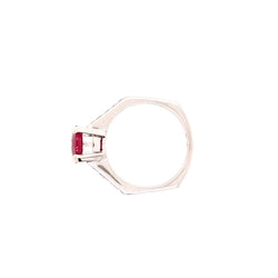 Bague Solitaire en or blanc, rubis, et diamants - Castafiore