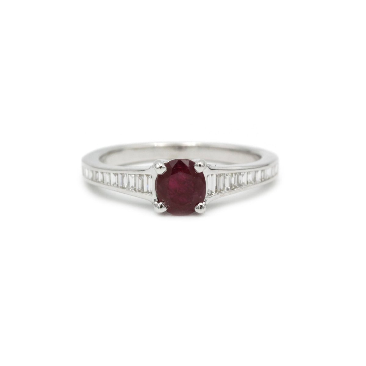 Bague Solitaire en or blanc, rubis et diamants - Castafiore