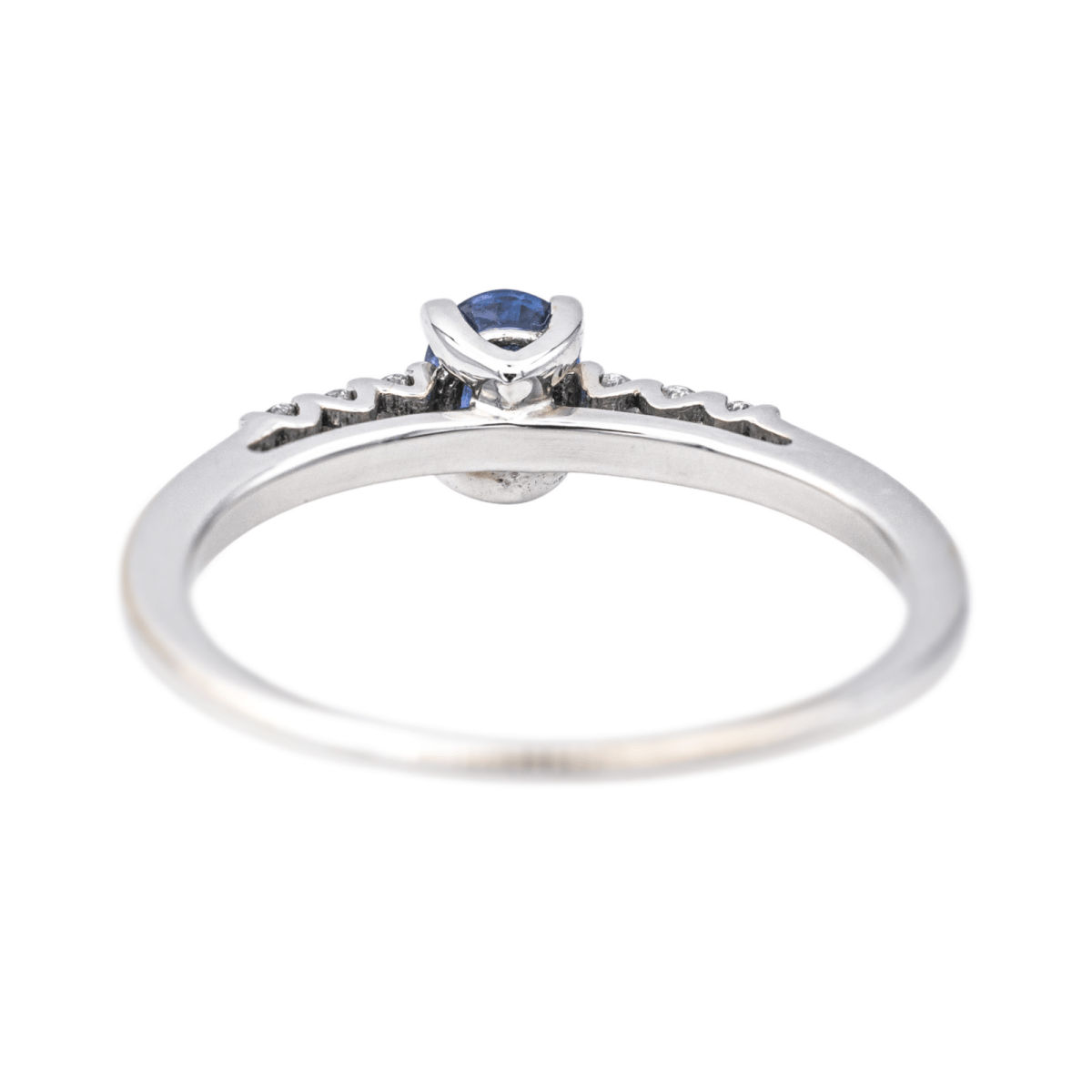 Bague Solitaire en or blanc, saphir et diamants - Castafiore