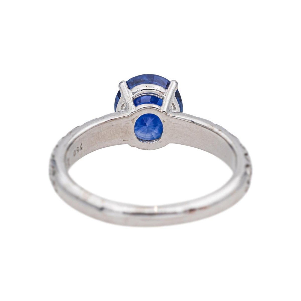 Bague Solitaire en or blanc, saphir et diamants - Castafiore