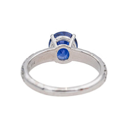 Bague Solitaire en or blanc, saphir et diamants - Castafiore