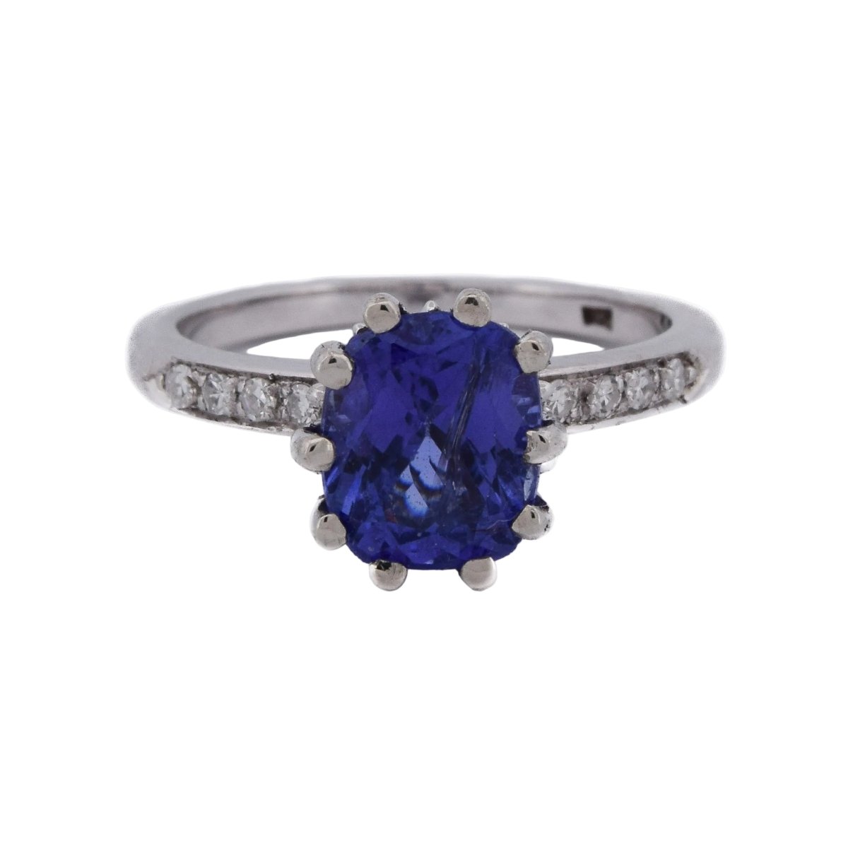 Bague Solitaire en or blanc, tanzanite et diamants - Castafiore