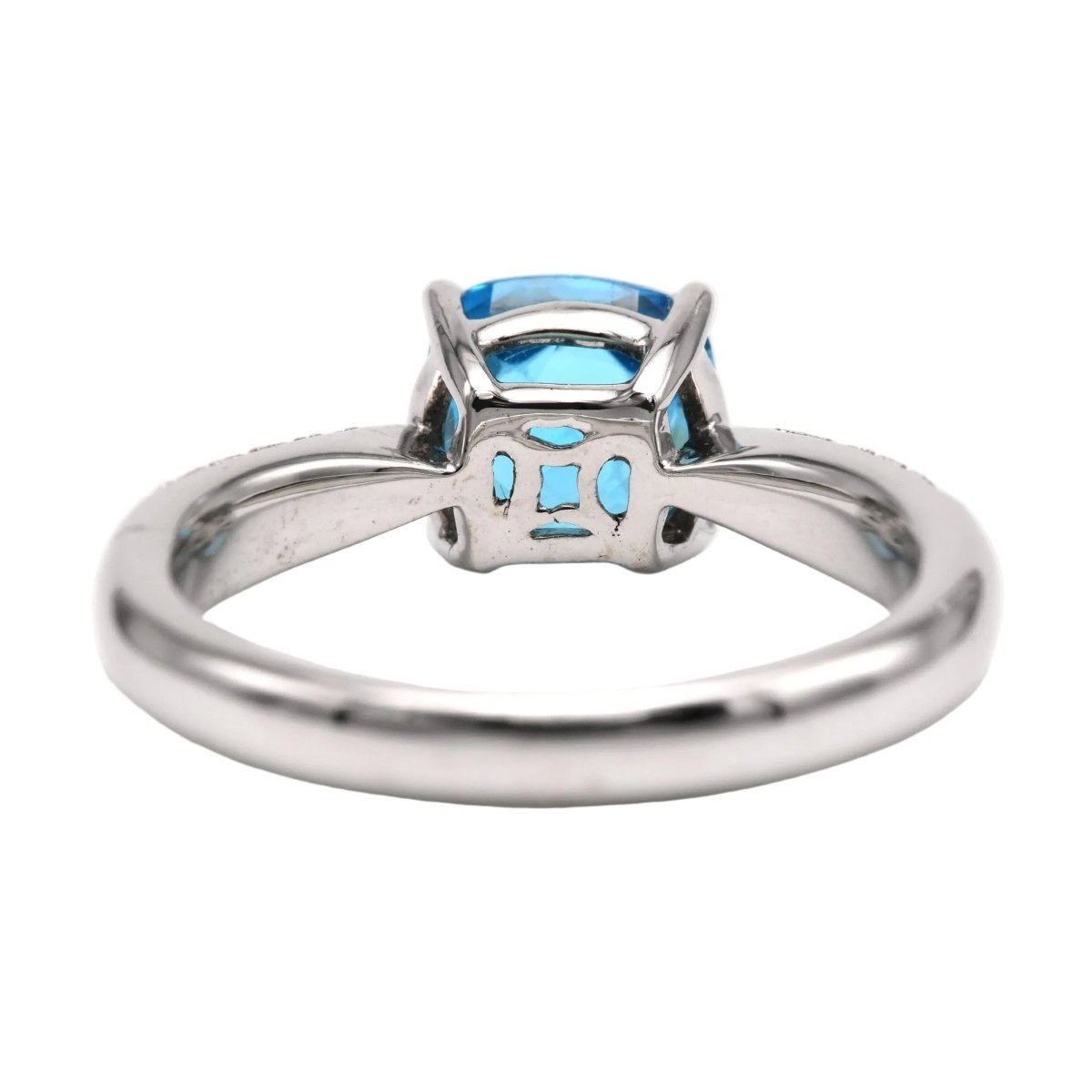 Bague Solitaire en or blanc, topaze et diamants - Castafiore