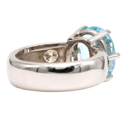 Bague Solitaire en or blanc, topaze et diamants - Castafiore