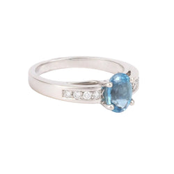 Bague Solitaire en or blanc, topaze et diamants - Castafiore