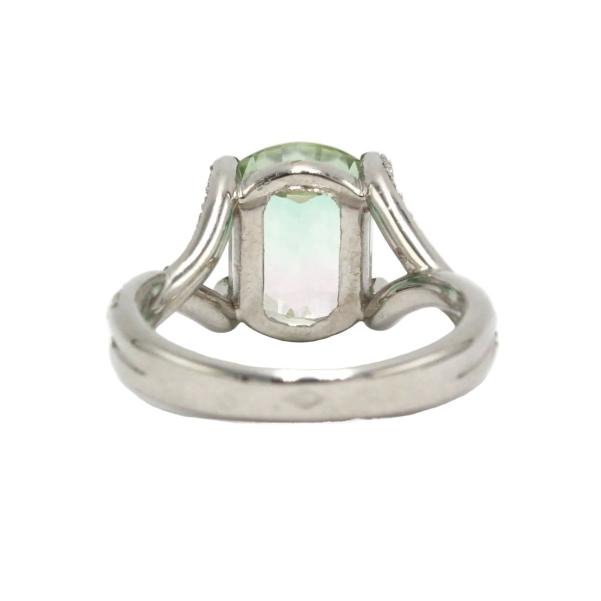Bague Solitaire en or blanc, tourmaline et diamants - Castafiore