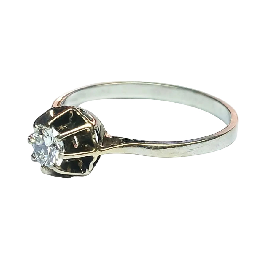 Bague solitaire en or gris diamant - Castafiore