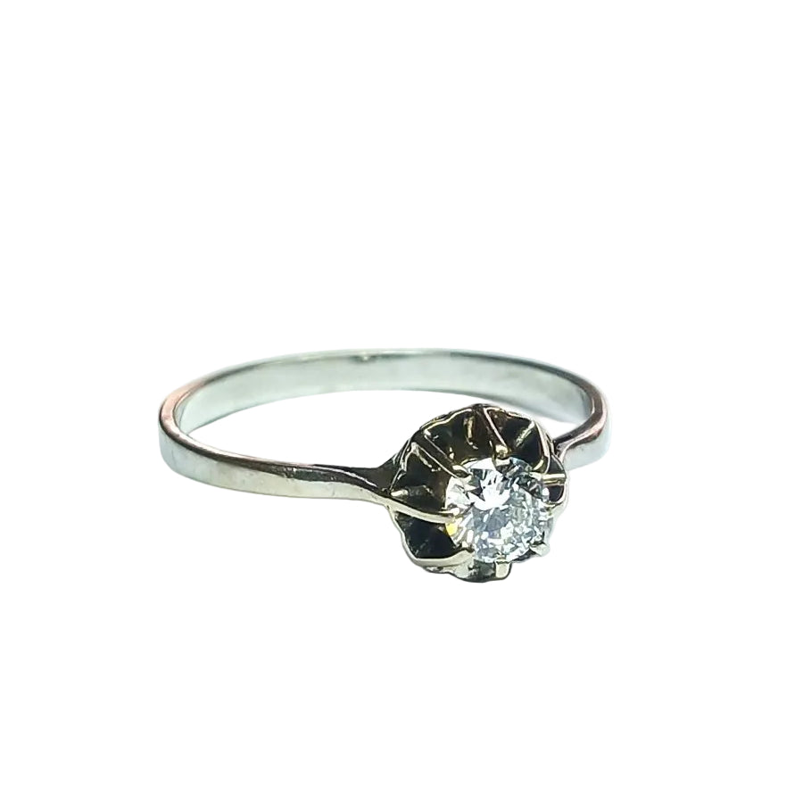 Bague solitaire en or gris diamant - Castafiore