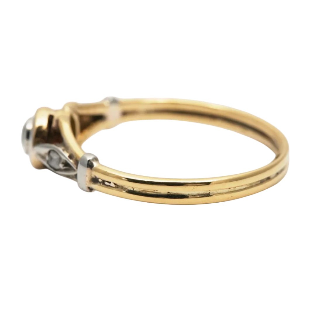 Bague Solitaire en or jaune, argent et diamants - Castafiore