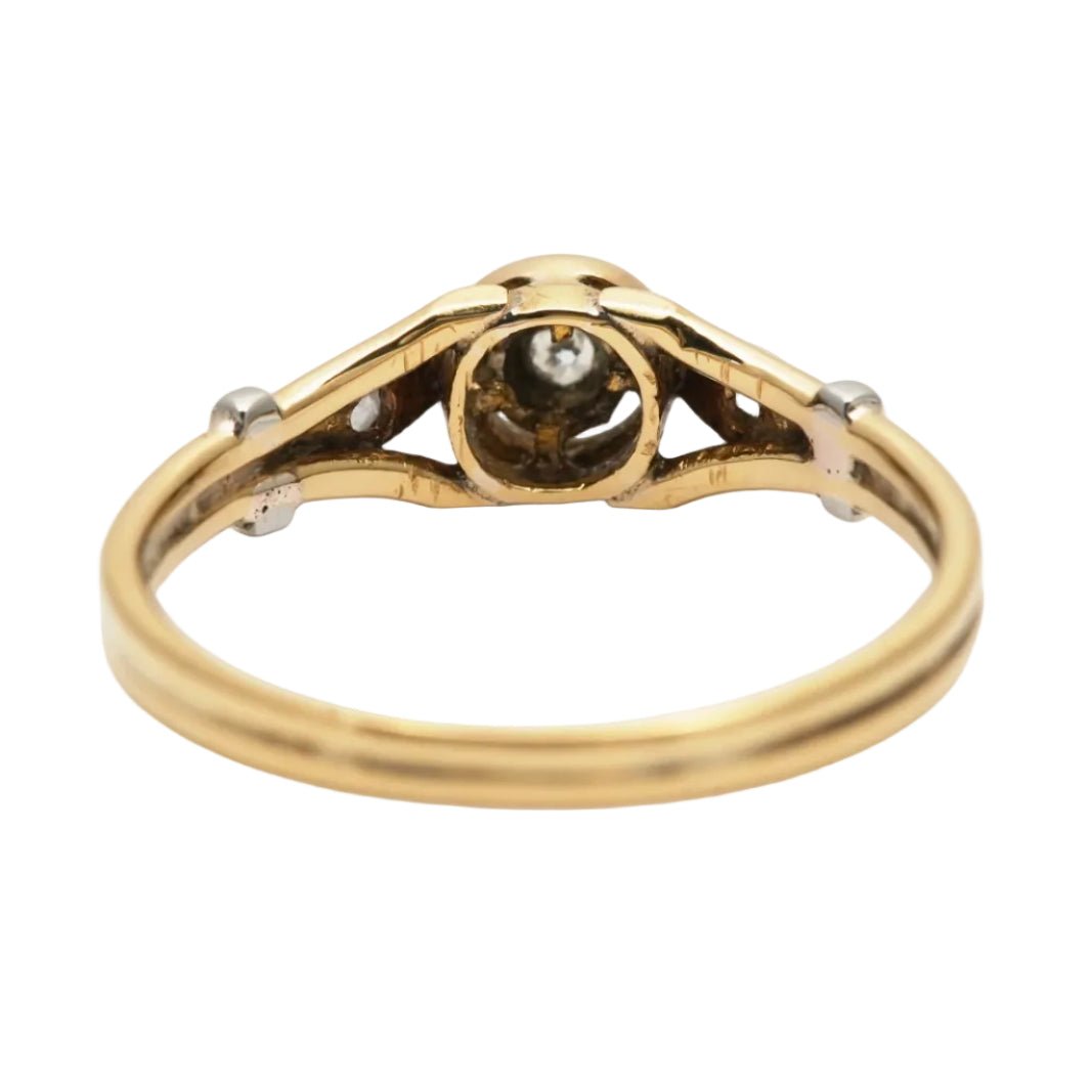 Bague Solitaire en or jaune, argent et diamants - Castafiore