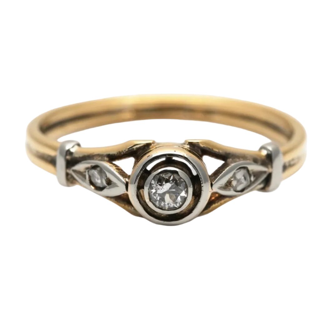 Bague Solitaire en or jaune, argent et diamants - Castafiore