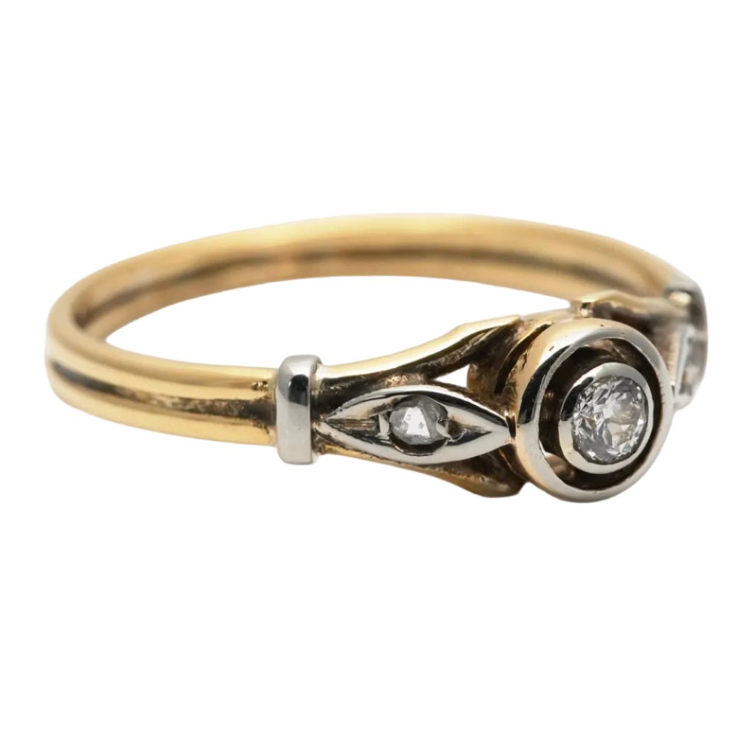 Bague Solitaire en or jaune, argent et diamants - Castafiore