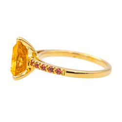 Bague Solitaire en or jaune, citrine et grenat - Castafiore