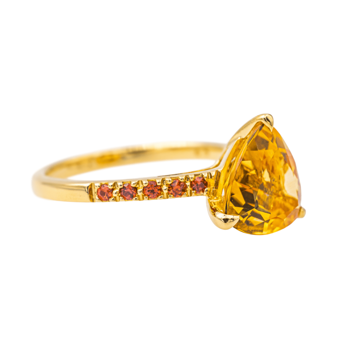 Bague Solitaire en or jaune, citrine et grenat - Castafiore