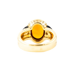 Bague Solitaire en or jaune, citrine, onyx et diamants - Castafiore