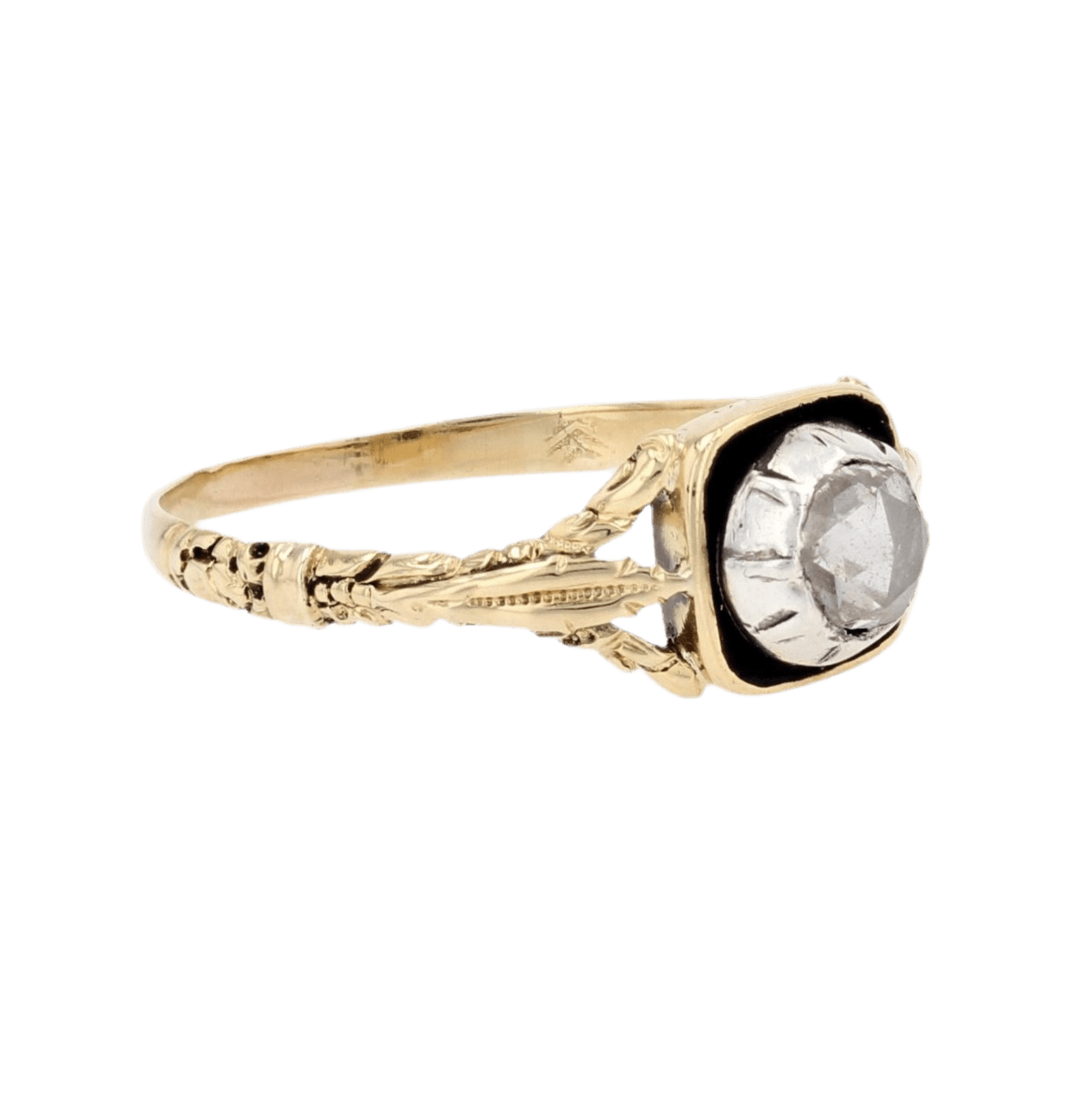 Bague Solitaire en or jaune, émail et diamant - Castafiore