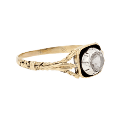 Bague Solitaire en or jaune, émail et diamant - Castafiore