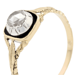 Bague Solitaire en or jaune, émail et diamant - Castafiore