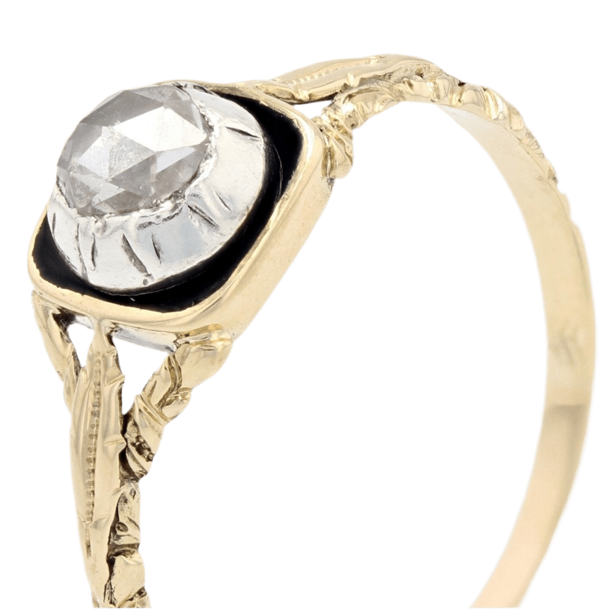 Bague Solitaire en or jaune, émail et diamant - Castafiore