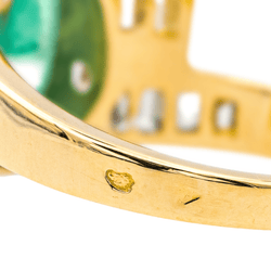 Bague Solitaire en or jaune, émeraude et diamants - Castafiore