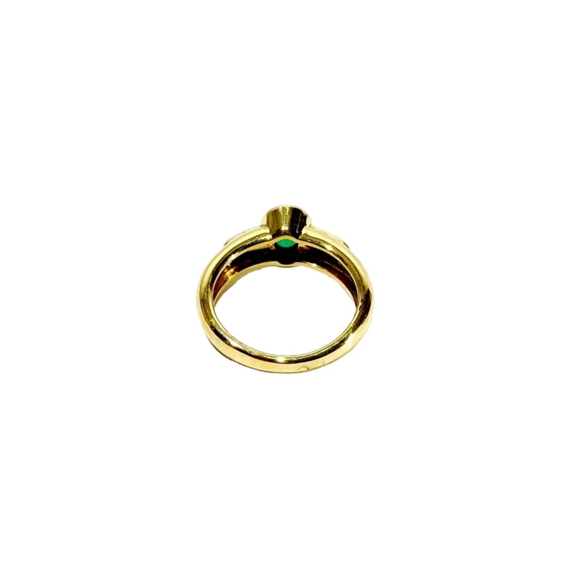 Bague Solitaire en or jaune, émeraude et diamants - Castafiore