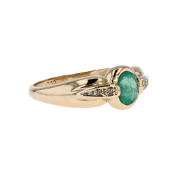 Bague Solitaire en or jaune, émeraude et diamants - Castafiore