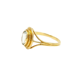 Bague Solitaire en or jaune et aigue - marine - Castafiore