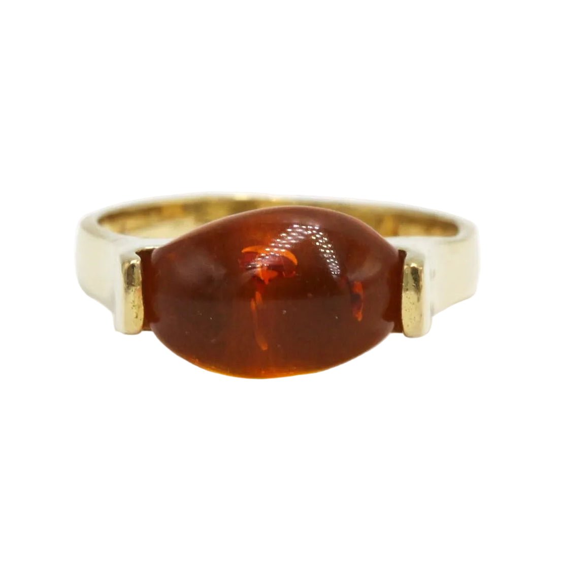 Bague Solitaire en or jaune et ambre - Castafiore